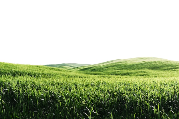 ein Feld mit grünem Weizen mit der Sonne am Horizont