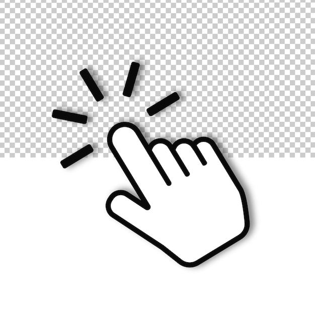 PSD ein finger, der auf die rechte abbildung zeigt finger-hand-cursor-symbol für klick-symbol