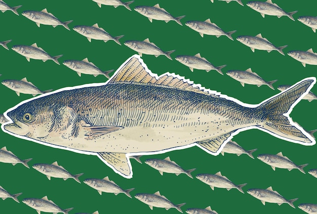 ein Fisch, auf dem ein Fisch ist