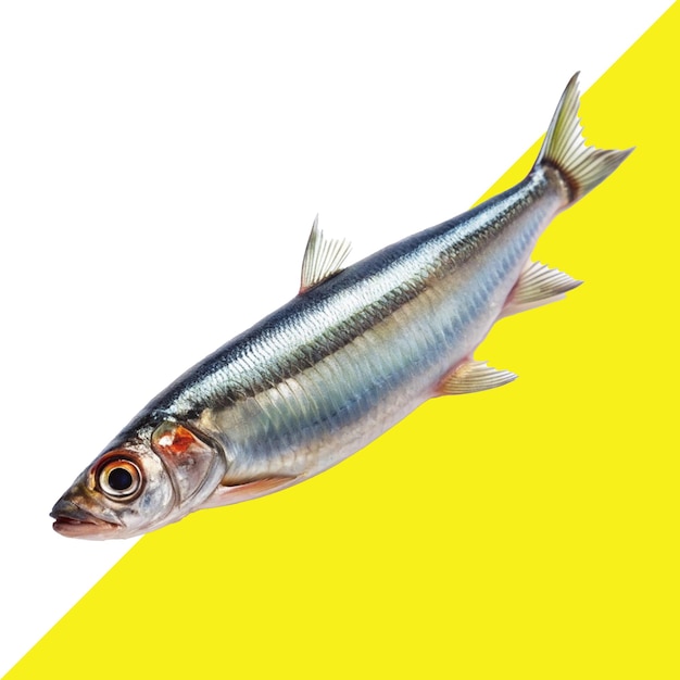 ein Fisch wird mit einem gelben Hintergrund gezeigt, auf dem "Fisch" steht.