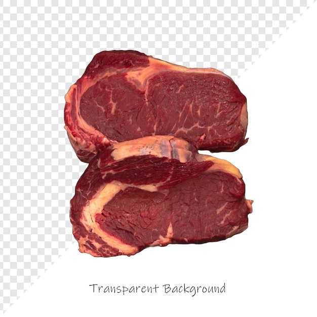 ein Fleisch- oder Rindfleischstück auf einem durchsichtigen Hintergrund