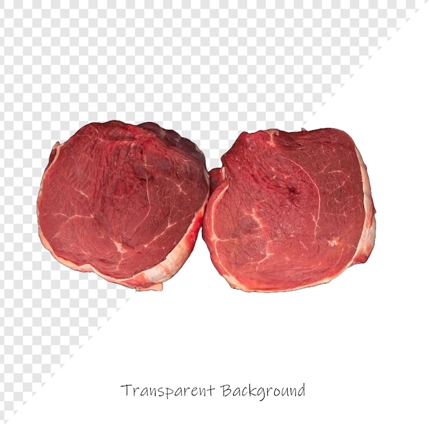 ein Fleisch- oder Rindfleischstück auf einem durchsichtigen Hintergrund