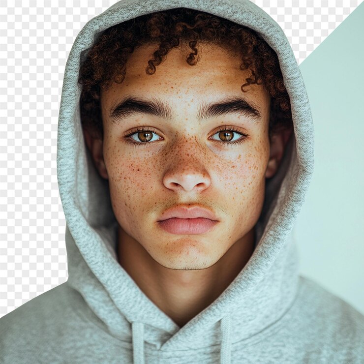 PSD ein foto eines jungen mit freckles auf seinem gesicht