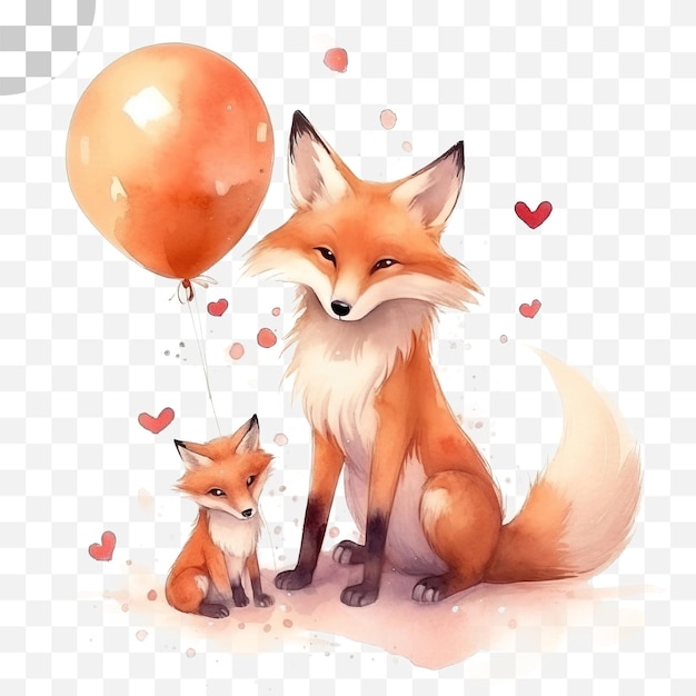 PSD ein fuchs und ein ballon - fuchs png, transparentes png