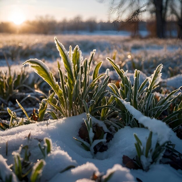 PSD ein gefrorenes, schneebedecktes sibirisches feld