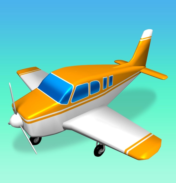 Ein gelb-weißes Spielzeugflugzeug