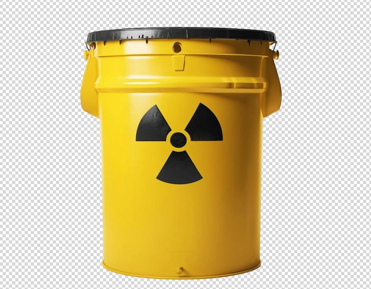 PSD ein gelber behälter mit einem nuklearen symbol