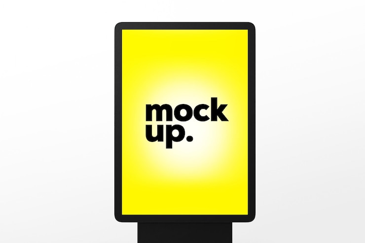 PSD ein gelbes schild mit der aufschrift „mock up“.