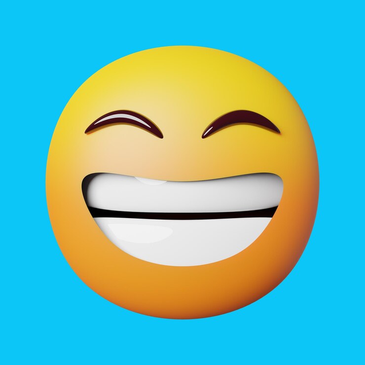 Ein gelbes Smiley-Gesicht mit einem großen Lächeln.