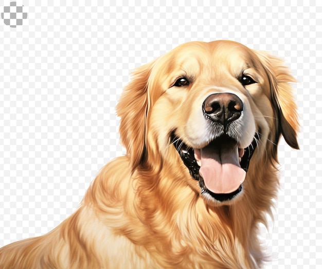 Ein gemälde eines golden retriever-hundes mit weißem hintergrund