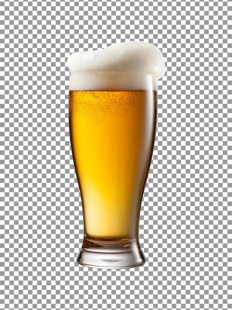 Ein Glas Bier mit einem auf einem durchsichtigen Hintergrund isolierten Schaum