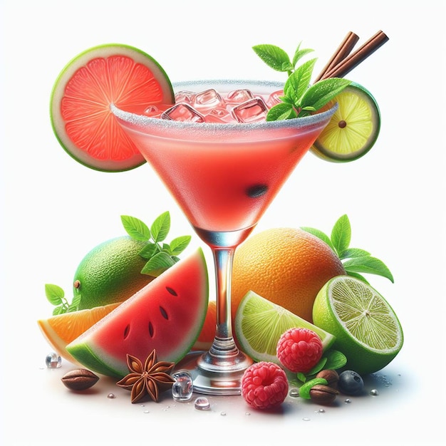 Ein glas erdbeer-cocktail mit obst und kiwi