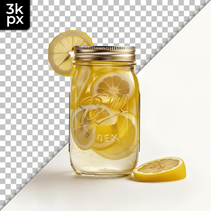 PSD ein glas limonade mit zitronenschnitten