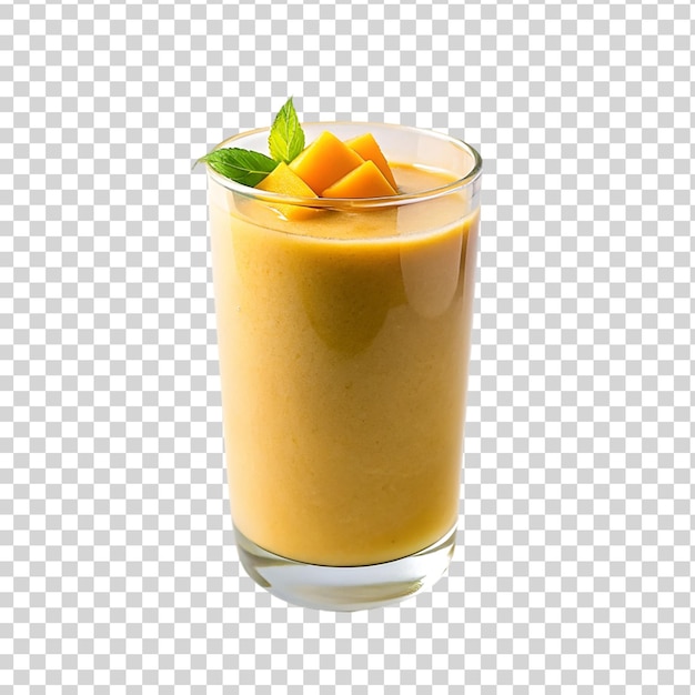 PSD ein glas mango-smoothie, isoliert auf durchsichtigem hintergrund