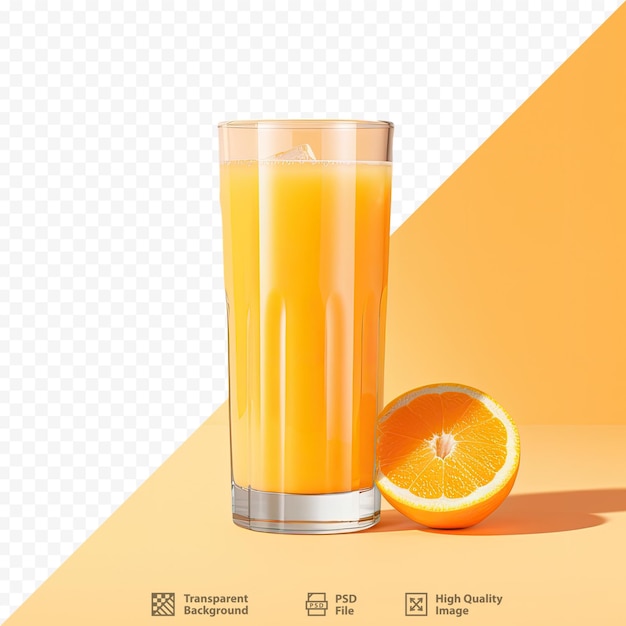 PSD ein glas orangensaft mit einer orange drauf