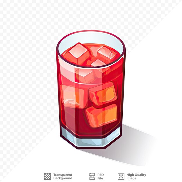 PSD ein glas rotes getränk mit eis und eiswürfeln.