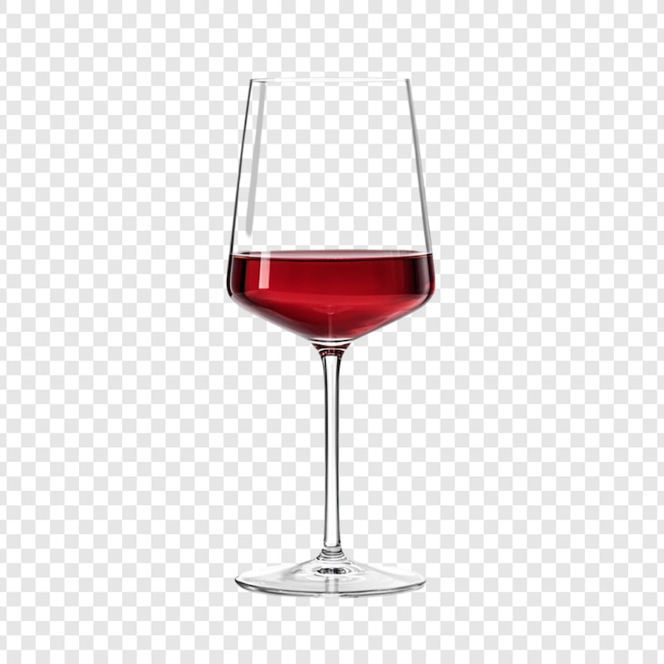 PSD ein glas rotwein ein klares weinglas, das teilweise mit rotwein auf einem durchsichtigen hintergrund gefüllt ist ein einfaches, elegantes bild eines getränks