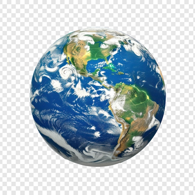 ein Globus, der den Planeten Erde auf einem durchsichtigen Hintergrund darstellt PSD