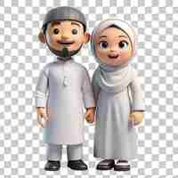 PSD ein glückliches muslimisches paar trägt ihram-kleidung png