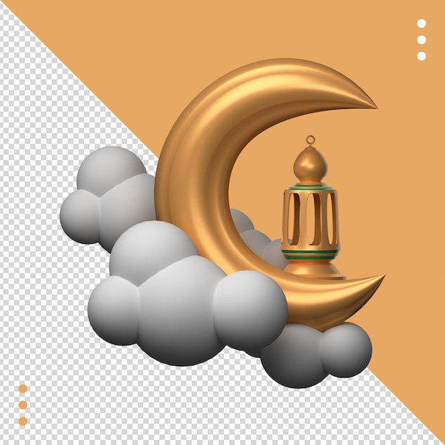 Ein goldener Mond und ein goldener Mond mit einer weißen Wolke in der Mitte.