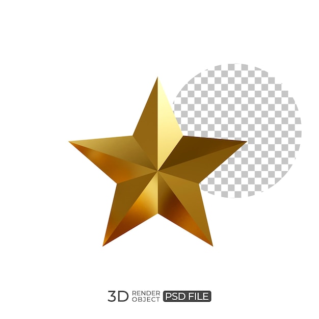 Ein goldener Stern mit dem Text unter der Mitte, der 3d sagt.