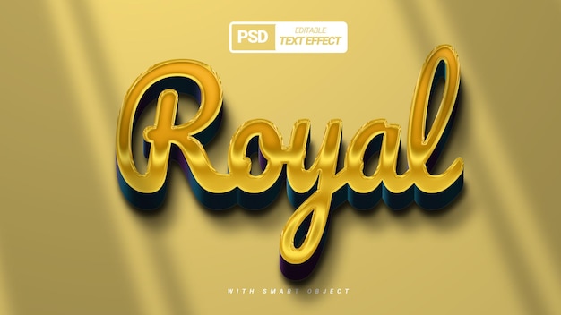 PSD ein goldenes textfeld mit der aufschrift royal mit kleinen objekten