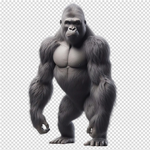 PSD ein gorilla, der mit einem aufkleber aufsteht
