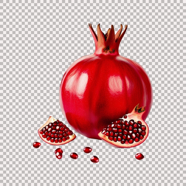 PSD ein granatapfel mit einem blatt und einem blatt