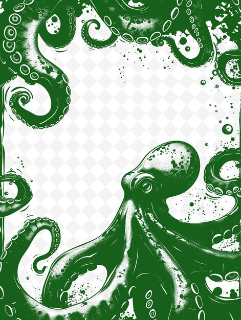 PSD ein grüner oktopus mit einem grünen hintergrund, auf dem steht oktopus