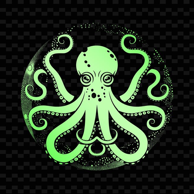 PSD ein grüner oktopus mit einem grünen oktopus auf der unterseite