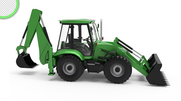 Ein grüner Traktor mit der Nummer 4 auf der Rückseite
