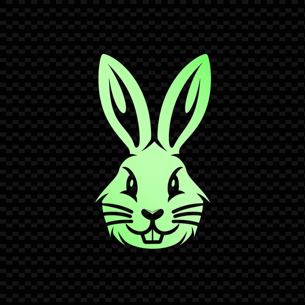 Ein grünes kaninchen mit einem grünen gesicht auf einem schwarzen hintergrund