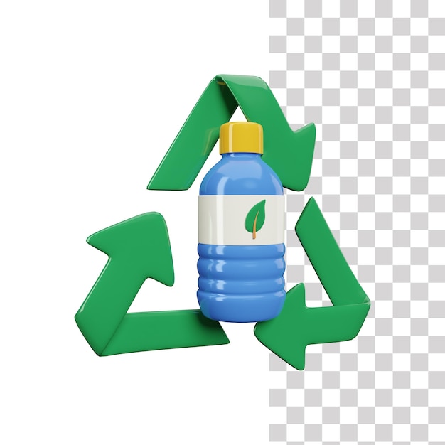 Ein grünes Recyclingschild mit einer Flasche darin