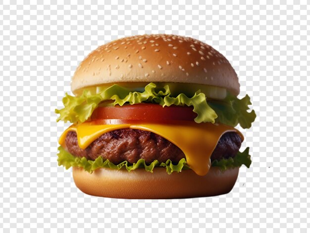 PSD ein hamburger, der auf einem durchsichtigen hintergrund isoliert ist