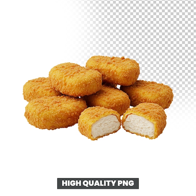 Ein Haufen köstlicher Hühnernuggets mit durchsichtigem Hintergrund