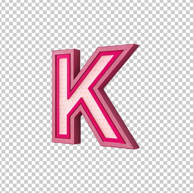 Ein hochwertiges Bild des Buchstaben K in einer fett textierten Varsity-Schriftart