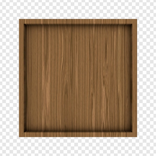 Ein Holztablett mit einer Leerstelle auf der Oberseite.