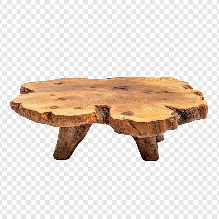PSD ein holztisch mit einer runden spitze, auf der steht frei