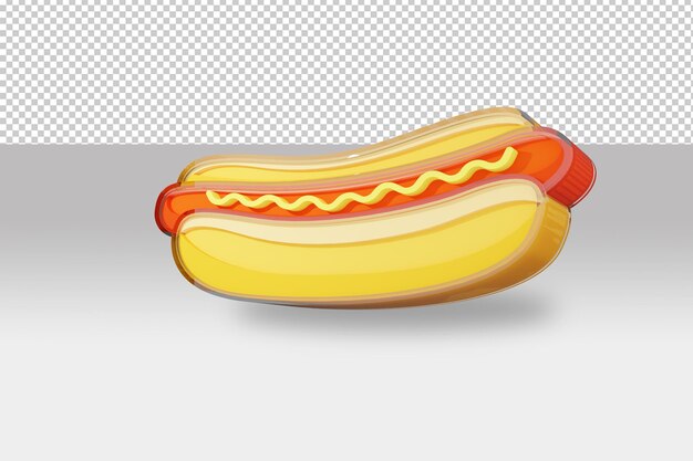 Ein Hotdog mit flachem Design, der in ein 3D-Objekt umgewandelt und in einem Zyklus mit einer Unteransicht gerendert wird