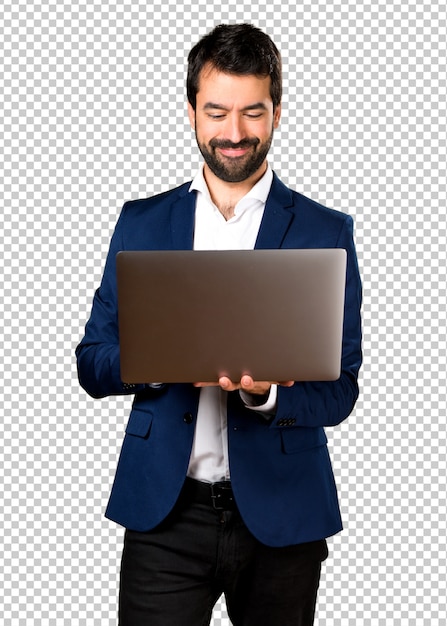 Ein hübscher Mann mit Laptop