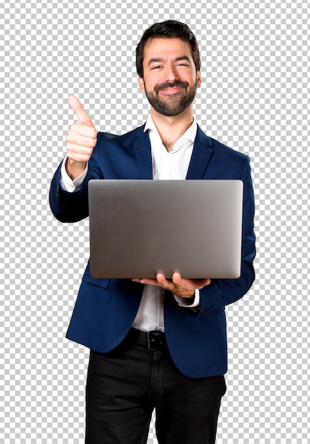 Ein hübscher Mann mit Laptop