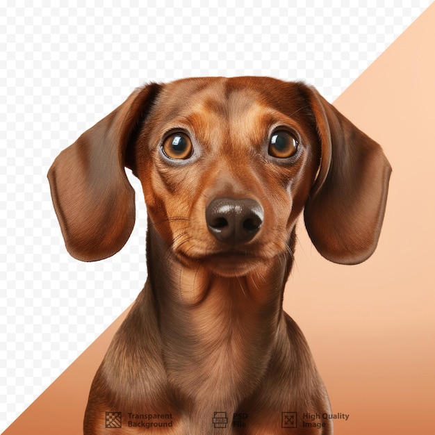 ein Hund mit braunen Augen und einem roten Hintergrund