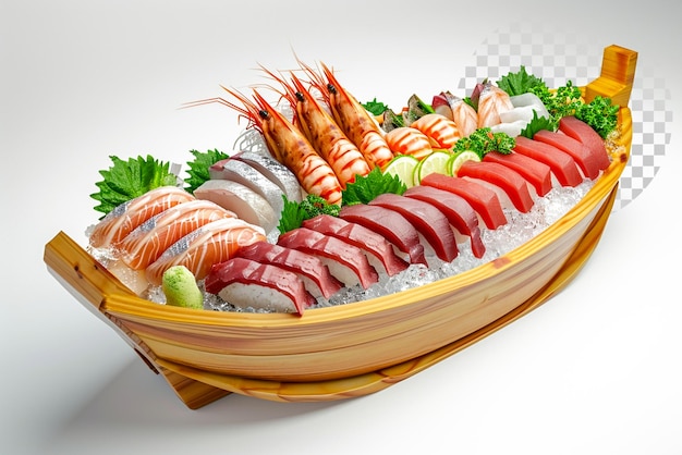 Ein japanisches sashimi-boot auf durchsichtigem hintergrund