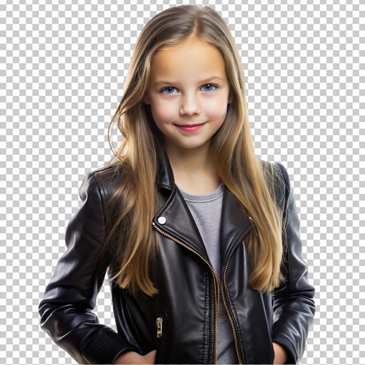 PSD ein junges mädchen in einer schwarzen lederjacke