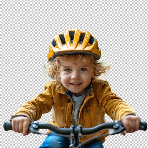PSD ein kind lächelt und fährt fahrrad