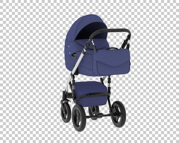 Ein Kinderwagen, der auf dem Hintergrund isoliert ist, in 3D-Rendering-Illustration