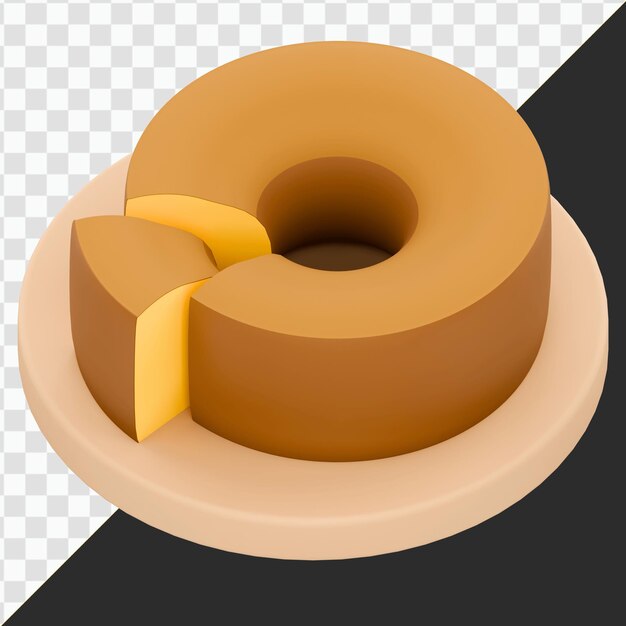 Ein köstlicher Donutkuchen mit einer auf einem Teller geschnittenen Scheibe