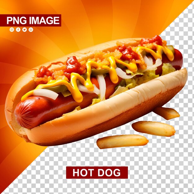 PSD ein köstlicher hotdog mit ketchup und senf