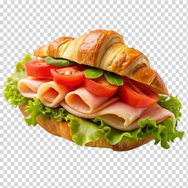 PSD ein köstliches sandwich mit schinken, salat und tomaten auf durchsichtigem hintergrund