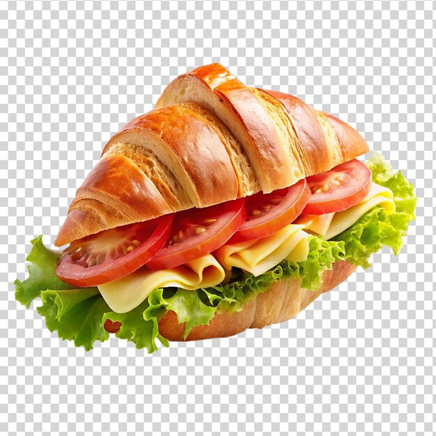 PSD ein köstliches sandwich mit schinken, salat und tomaten auf durchsichtigem hintergrund